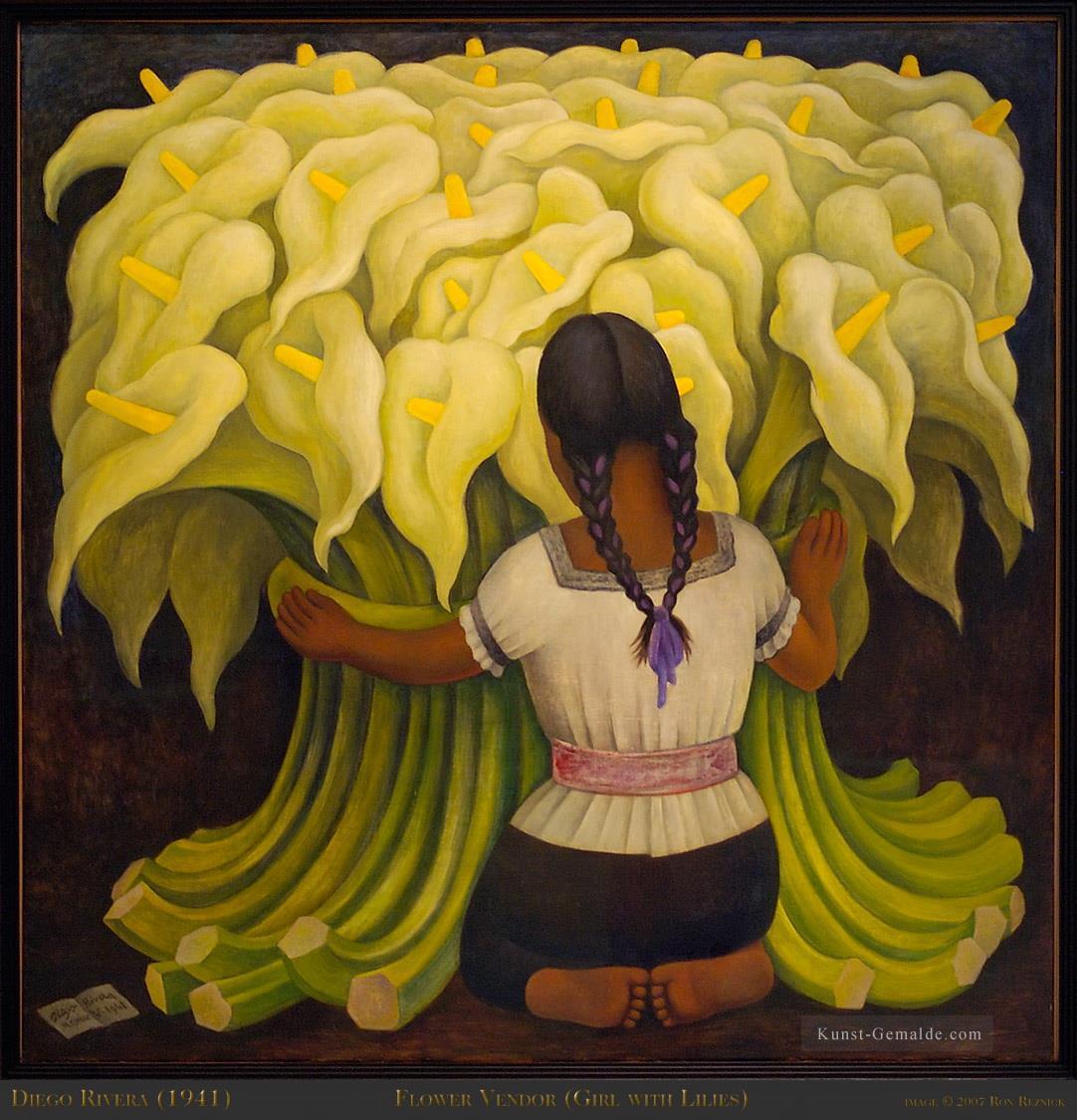 Mädchen mit Lilien Diego Rivera Ölgemälde